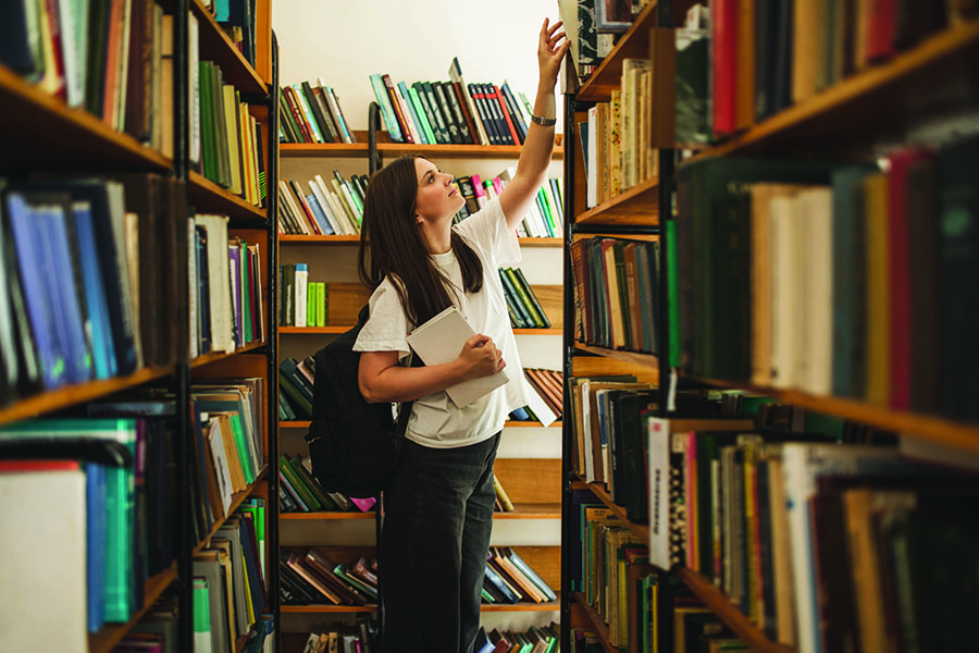 Girl in library