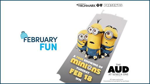 minions and text free showing of minions tuesday feb 18 1 pm at the aud at seneca one